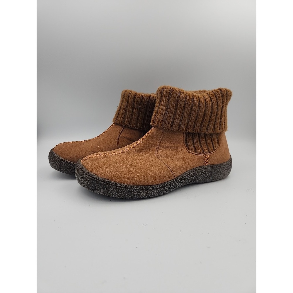 Orthaheel Gia Ankle Boots Booties Sz 7 Tan Chest Brown Slip On Comfort Orthotic